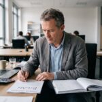 Bilan comptable avec documents financiers et chiffres sur un bureau professionnel – comptabilite bilan
