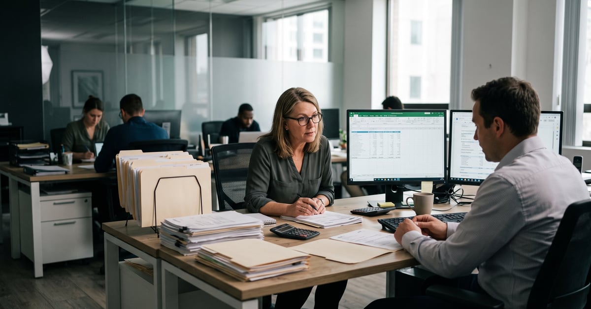 Cabinet de comptabilité moderne avec bureau professionnel et documents financiers