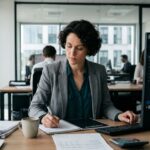 Comptabilité d'engagement : documents financiers et registres comptables sur un bureau professionnel