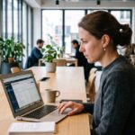 Comptabilité en ligne sur ordinateur portable, gestion financière d'entreprise en temps réel