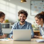 Étudiant en école de comptabilité travaillant sur des documents financiers dans un cadre moderne