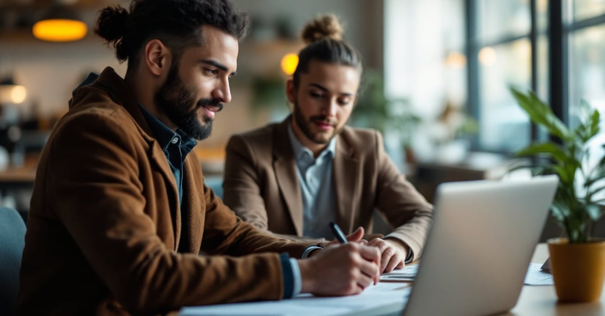 Évaluation d'entreprise : analyse financière avec documents et outils de valorisation sur un bureau moderne