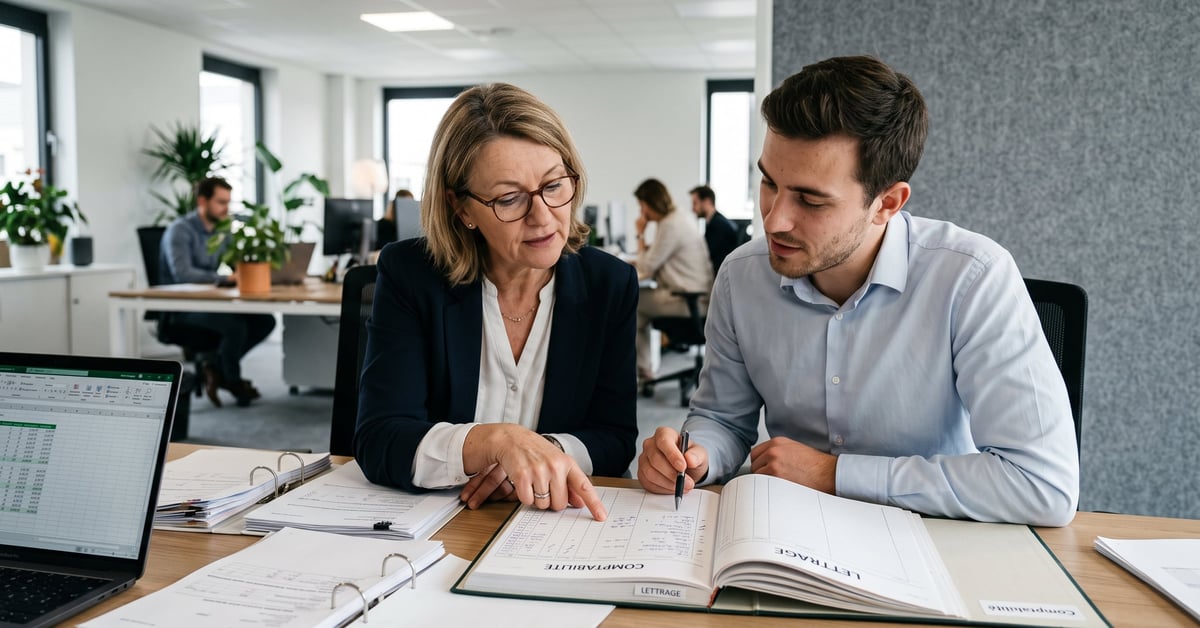 Comptable effectuant le lettrage de comptes sur des documents financiers – comptabilité lettrage
