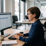 Interface Sage 100 Comptabilité sur ordinateur de bureau dans un bureau moderne de PME