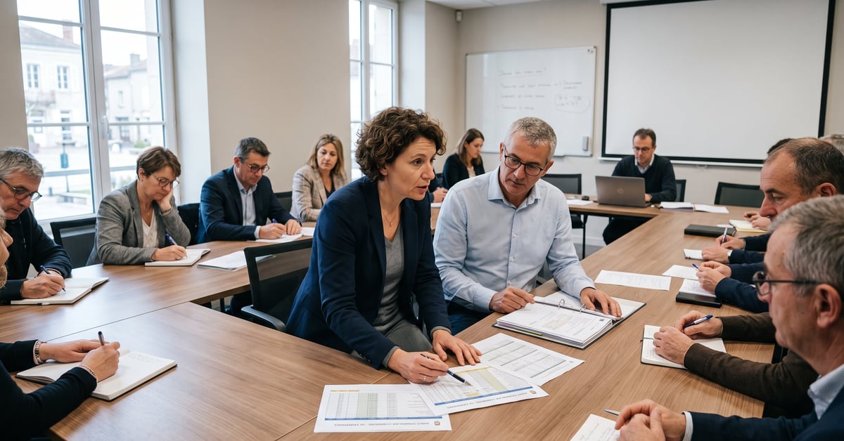 Audit financier commune : documents budgétaires et analyse comptable sur bureau de mairie