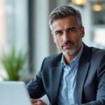Formation audit financier : étudiant analysant des documents comptables dans un bureau moderne