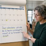 Calendrier ouvert montrant les jours de la semaine, illustrant la définition d'un jour calendaire