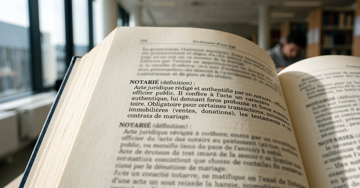 Acte notarié définition : document officiel signé chez un notaire avec sceau et stylo