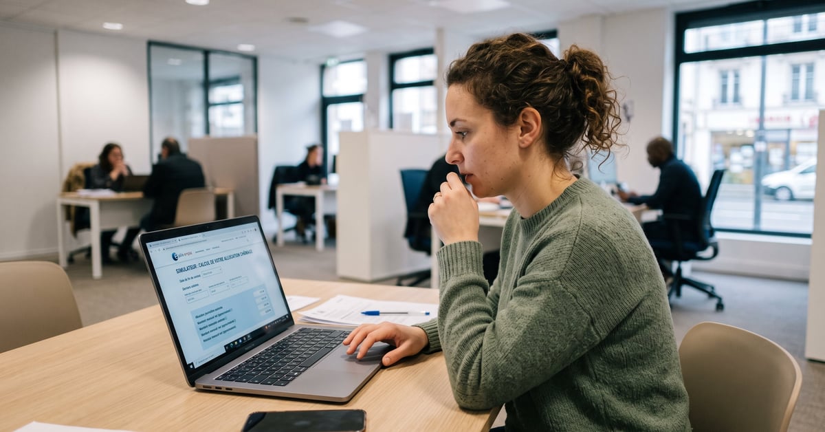 Calcul indemnité chômage simulateur en ligne sur ordinateur portable