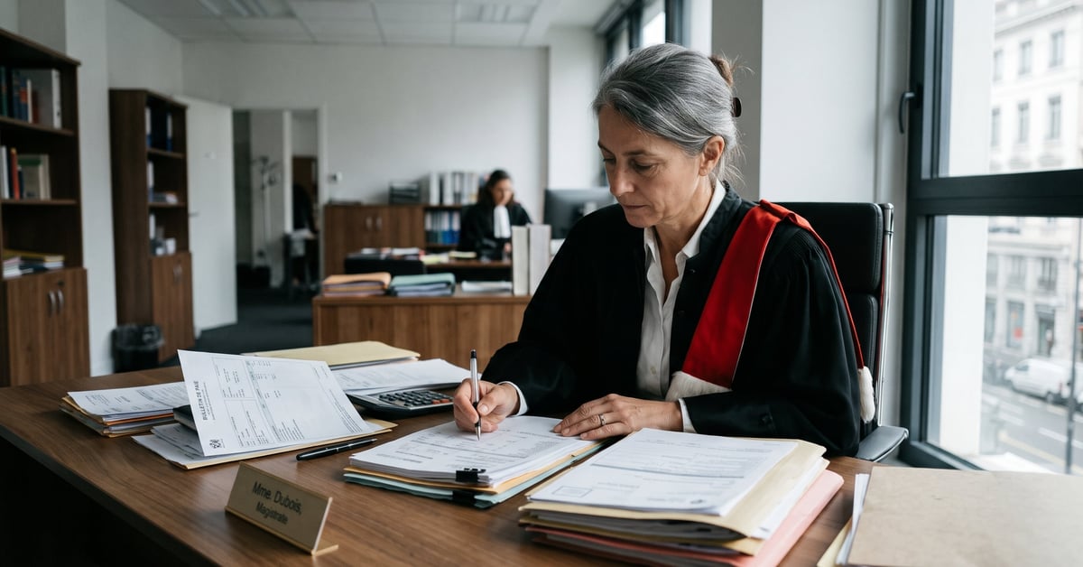 Magistrat en robe de tribunal, symbolisant le salaire et la carrière dans la magistrature française